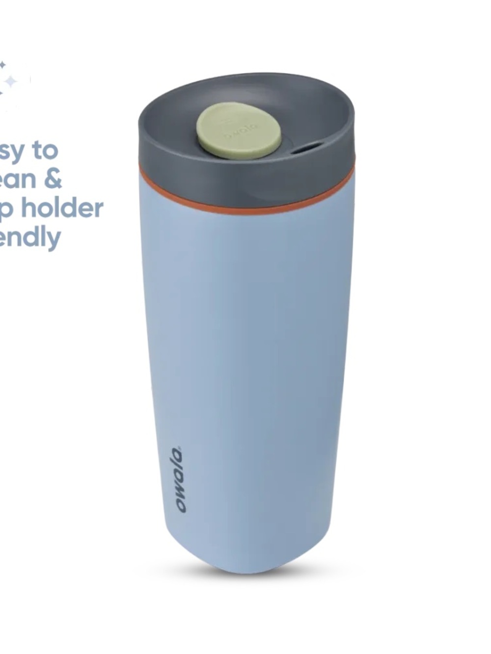 Owalo Sky Blue Insulated Travel Tumbler with Gray Lid